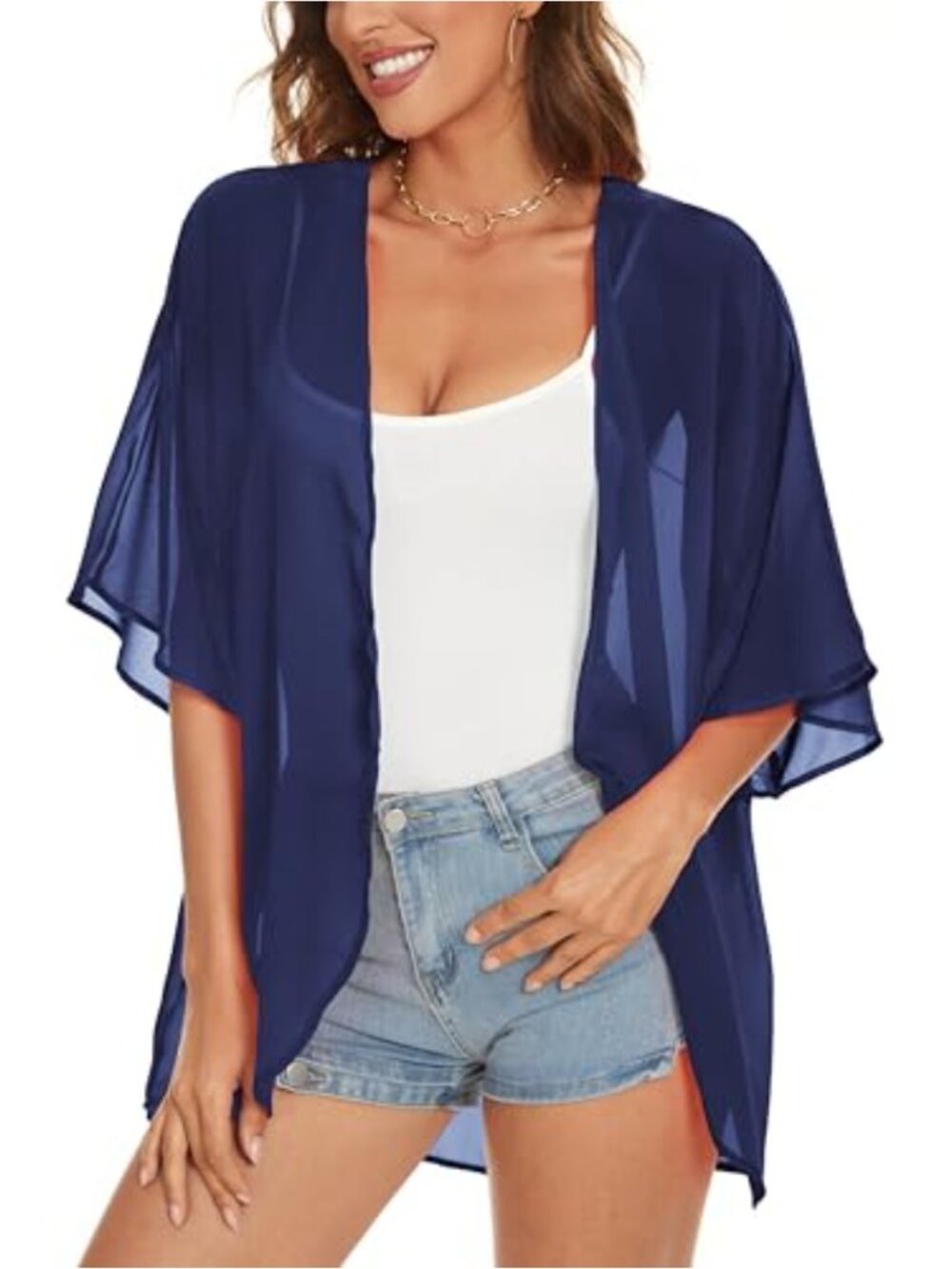 Kimono Cardigan Sheer Chiffon Floral Beach Cover Up